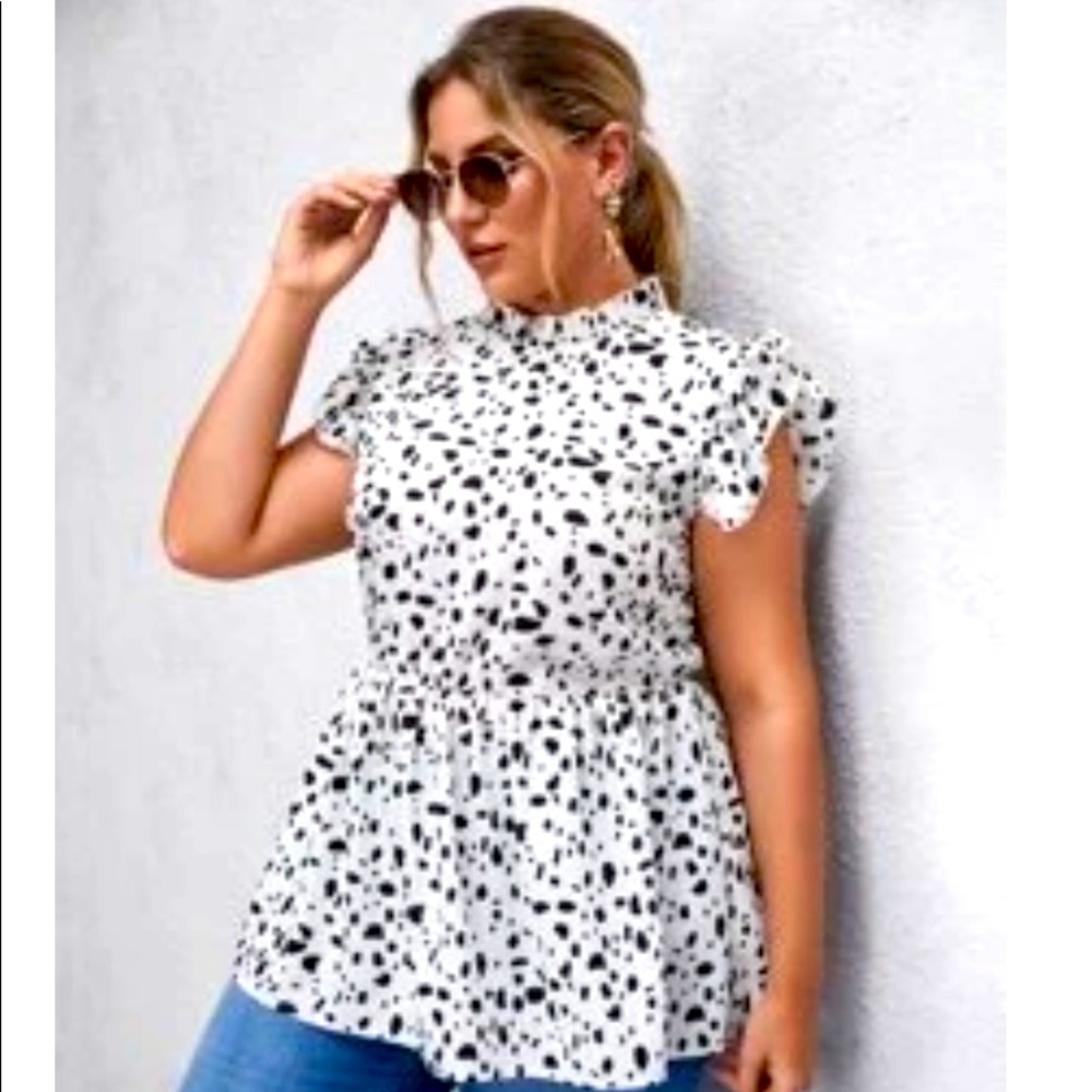 Shein Ruffle Trim Peplum Blouse. 2XL.